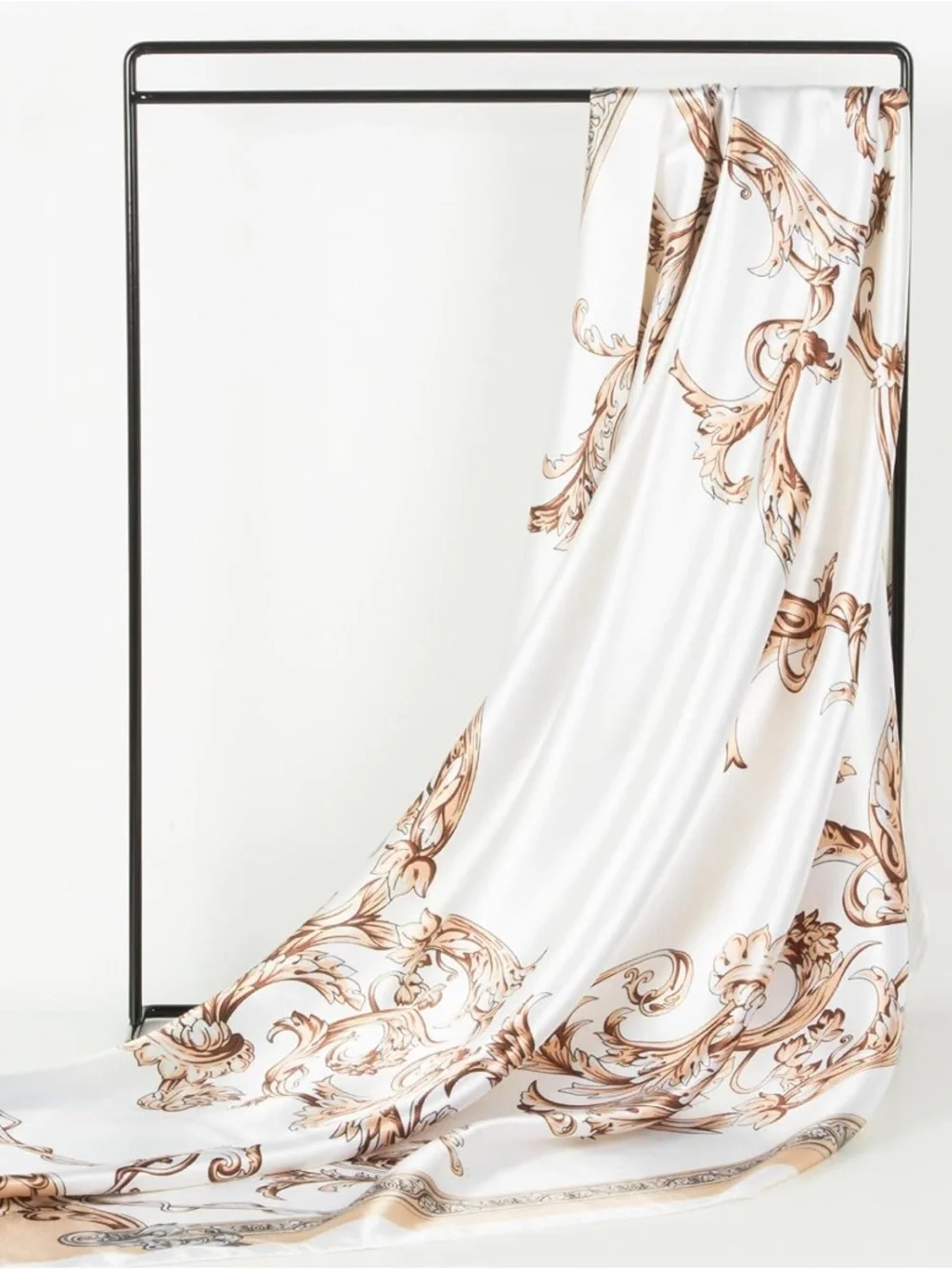 Silky Cream & Gold Printed Head Scarf